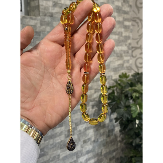 Özel Püskül Takımlı Zar Kehribar Tesbih Zk186,Zar Kehribar Tesbih