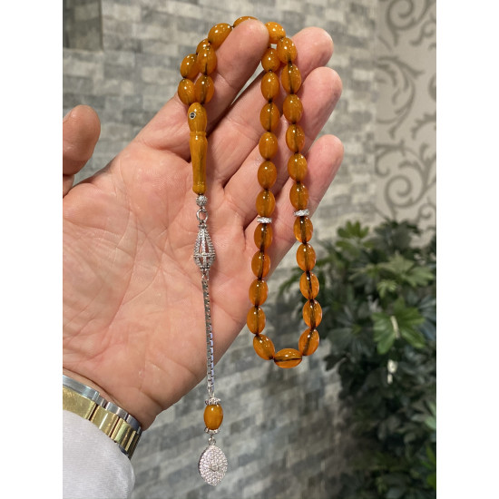 Özel Püskül Takımlı Zar Kehribar Tesbih Zk190,Zar Kehribar Tesbih