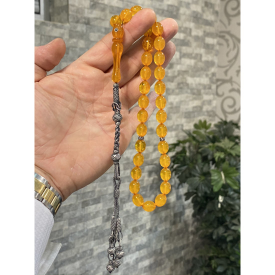 Özel Usta İşçilikli Trabzon Kazazlı Zar Kehribar Tesbih Zk191,Zar Kehribar Tesbih