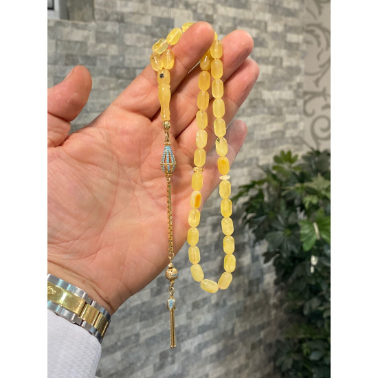 Özel Püskül Takımlı Damla Kehribar Tesbih Bna285,Damla Kehribar Tesbih