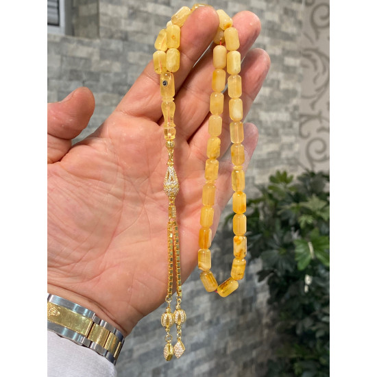 Özel Püskül Takımlı Damla Kehribar Tesbih Bna288,Damla Kehribar Tesbih