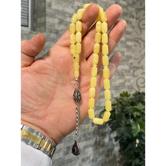 Özel Püskül Takımlı Damla Kehribar Tesbih Bna289,Damla Kehribar Tesbih