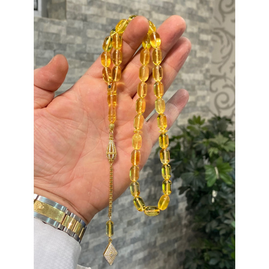 Özel Püskül Takımlı Damla Kehribar Tesbih Bna294,Damla Kehribar Tesbih