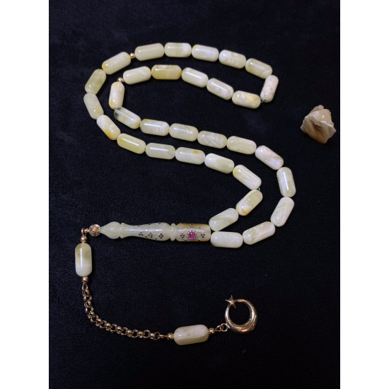 Özel Püskül Takımlı Damla Kehribar Tesbih Bna307,Damla Kehribar Tesbih