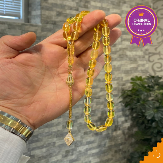 Özel Püskül Takımlı Damla Kehribar Tesbih Bna310,Damla Kehribar Tesbih