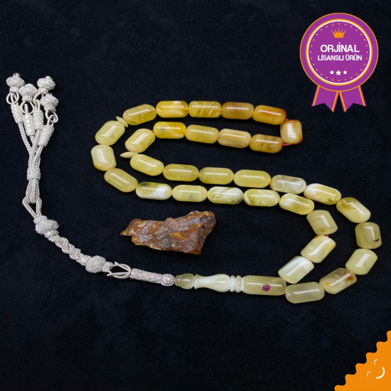 Özel Usta İşçilikli Trabzon Kazazlı Damla Kehribar Tesbih Bna332,Damla Kehribar Tesbih