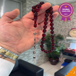 Özel Püskül Takımlı Ateş Kehribar Tesbih Ak1637