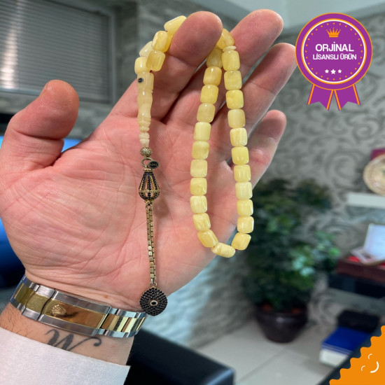 Özel Püskül Takımlı Damla Kehribar Tesbih Bna391,Damla Kehribar Tesbih