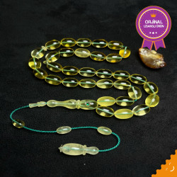 Özel Usta İşçilikli Altın Kafes Zümrüt Kakma Damla Kehribar Tesbih Bna395