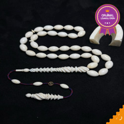 Özel Usta İşçilikli Sistemli Üst Düzey Koleksiyon Sarma İşlemeli Fildişi Tesbih Fd63