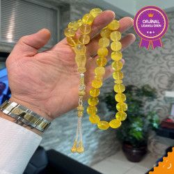 Özel Usta İşçilikli Trabzon Kazazlı Altın Kafes 0.15 Ct Pırlanta Takma Damla Kehribar Tesbih Bna373