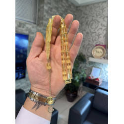 Özel Püskül Takımlı Altın Püskül Damla Kehribar Tesbih Bna418