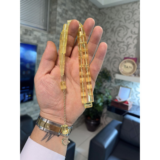 Özel Püskül Takımlı Altın Püskül Damla Kehribar Tesbih Bna418,Damla Kehribar Tesbih