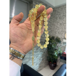 Özel Usta İşçilikli Pırlanta Takma Damla Kehribar Tesbih Bna426