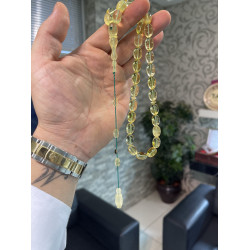 Özel Usta İşçilikli Altın Kafes Zümrüt Taş Damla Kehribar Tesbih Bna430