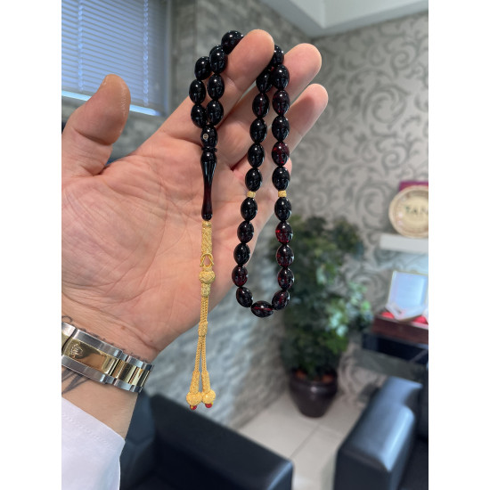 Özel Usta İşçilikli Trabzon Kazazlı Ateş Kehribar Tesbih Ak1641,Ateş Kehribar Tesbih