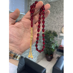 Özel Usta İşçilikli Trabzon Kazazlı Ateş Kehribar Tesbih Ak1649