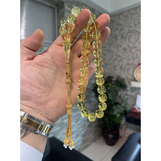 Özel Usta İşçilikli Trabzon Kazazlı Pırlanta Takma Damla Kehribar Tesbih Bna423,Damla Kehribar Tesbih