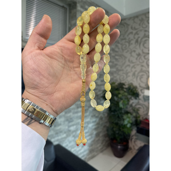 Özel Usta İşçilikli Trabzon Kazazlı Pırlanta Takma Damla Kehribar Tesbih Bna424,Damla Kehribar Tesbih