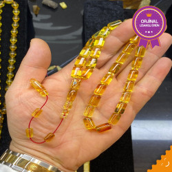 Özel Usta İşçilikli Sistemli Toprak Ve Yosun Fosili Kapsül Kesim Damla Kehribar Tesbih