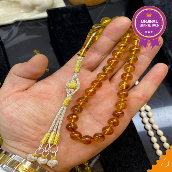 Trabzon Kazazlı Özel Usta İşçilikli Dominic Blue Amber Damla Kehribar Tesbih,Damla Kehribar Tesbih