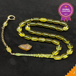 Özel Usta İşçilikli Sarmal İşlemeli Altın Püskül Damla Kehribar Tesbih Bna451