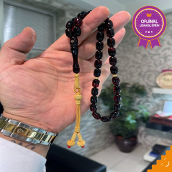 Özel Usta İşçilikli Trabzon Kazazlı Ateş Kehribar Tesbih Ak1755