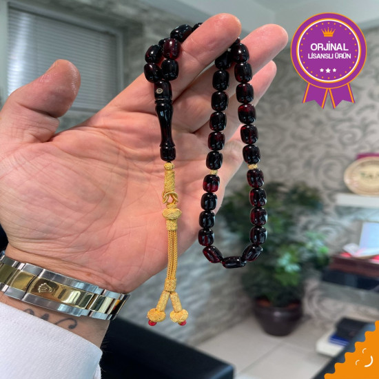 Özel Usta İşçilikli Trabzon Kazazlı Ateş Kehribar Tesbih Ak1755,Ateş Kehribar Tesbih