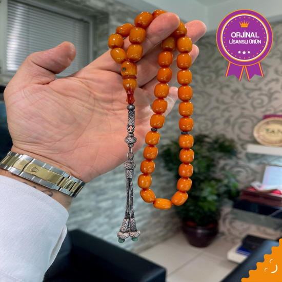 Özel Usta İşçilikli Trabzon Kazazlı Zar Kehribar Tesbih Zk331,Zar Kehribar Tesbih