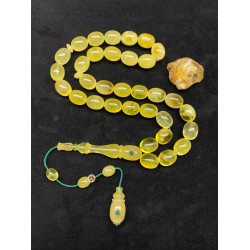 Özel Usta İşçilikli Sistemli Altın Kakma Altın Kafes Zümrüt Takma Damla Kehribar Tesbih Bna321