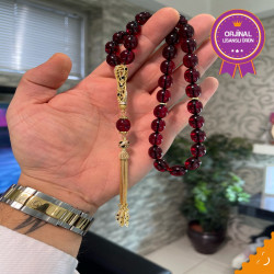 Özel Püskül Takımlı Ateş Kehribar Tesbih Ak1487