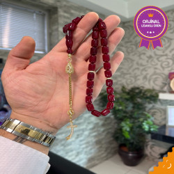 Özel Püskül Takımlı Ateş Kehribar Tesbih Ak1491