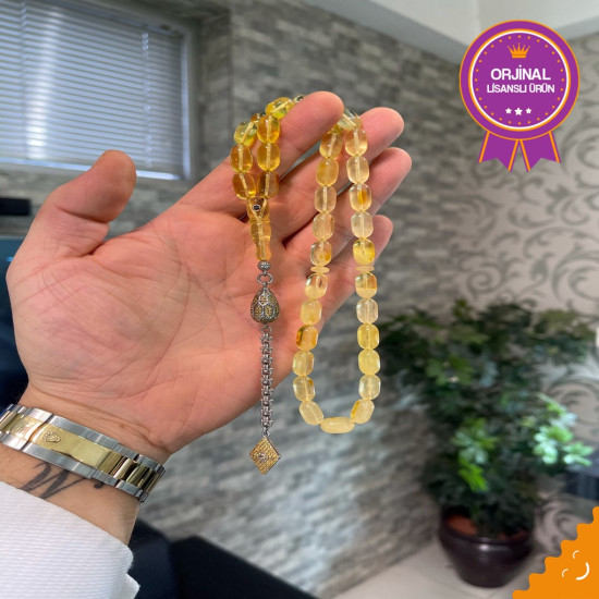 Özel Püskül Takımlı Damla Kehribar Tesbih Bna353,Damla Kehribar Tesbih