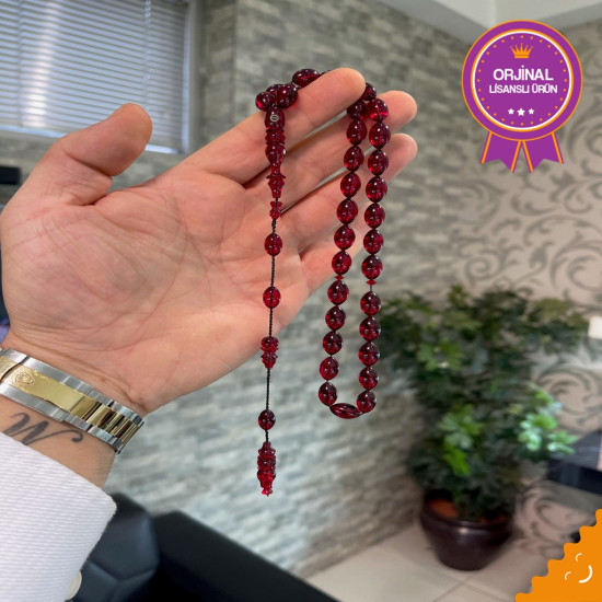 Özel Usta İşçilikli Sistemli Sıkma Kehribar Tesbih Skt67,Sıkma Kehribar Tesbih