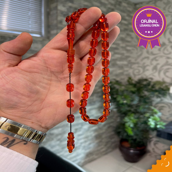 Özel Usta İşçilikli Sistemli Sıkma Kehribar Tesbih Skt68,Sıkma Kehribar Tesbih