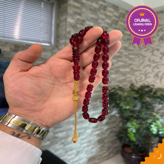 Özel Usta İşçilikli Trabzon Kazazlı Ateş Kehribar Tesbih Ak1469,Ateş Kehribar Tesbih