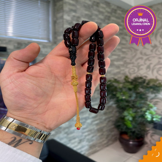 Özel Usta İşçilikli Trabzon Kazazlı Ateş Kehribar Tesbih Ak1472,Ateş Kehribar Tesbih