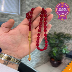 Özel Usta İşçilikli Trabzon Kazazlı Ateş Kehribar Tesbih Ak1474