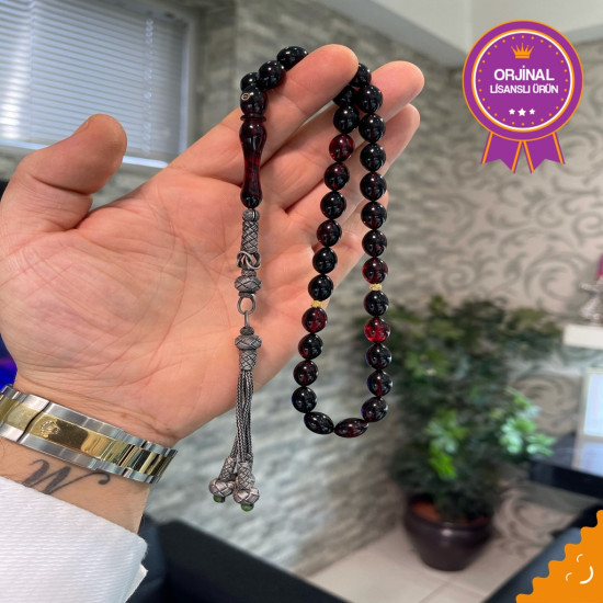 Özel Usta İşçilikli Trabzon Kazazlı Ateş Kehribar Tesbih Ak1477,Ateş Kehribar Tesbih