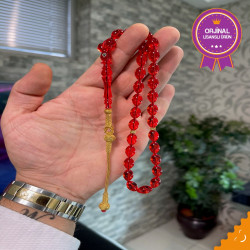 Özel Usta İşçilikli Trabzon Kazazlı Ateş Kehribar Tesbih Ak1480