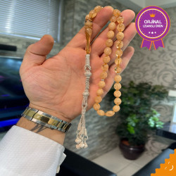 Özel Usta İşçilikli Trabzon Kazazlı Ateş Kehribar Tesbih Ak1498