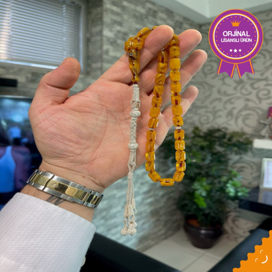 Özel Usta İşçilikli Trabzon Kazazlı Zar Kehribar Tesbih Zk264,Zar Kehribar Tesbih