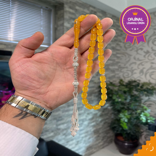 Özel Usta İşçilikli Trabzon Kazazlı Zar Kehribar Tesbih Zk268,Zar Kehribar Tesbih