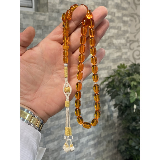 Özel Usta İşçilikli Trabzon Kazazlı Zar Kehribar Tesbih Zk177,Zar Kehribar Tesbih