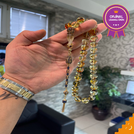 Özel Püskül Takımlı Damla Kehribar Tesbih Bna342,Damla Kehribar Tesbih