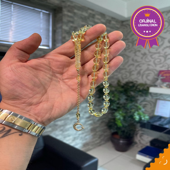 Özel Usta İşçilikli Sarma İşlemeli Altın Püskül Takımlı Damla Kehribar Tesbih Bna347,Damla Kehribar Tesbih