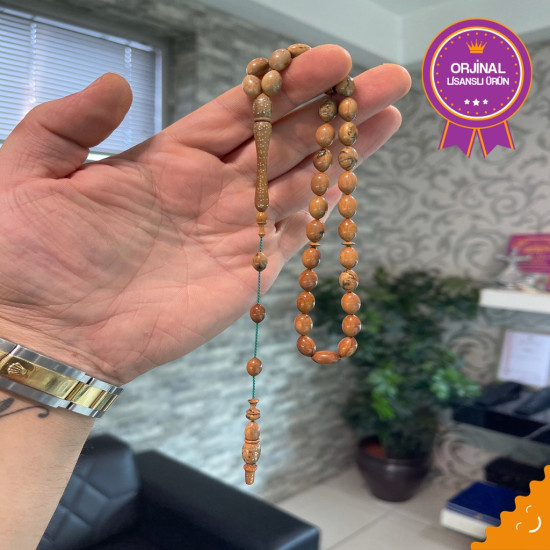 Özel Usta İşçilikli Sistemli Altın Kakma Mamut Dişi Tesbih Md6,Hayvansal Tesbih Tesbih