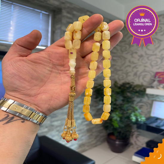 Özel Usta İşçilikli Trabzon Kazazlı Damla Kehribar Tesbih Bna346,Damla Kehribar Tesbih