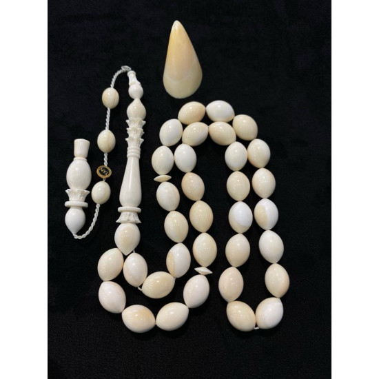 Özel Oyma İmameli Usta İşçilikli Mamut Dişi Tesbih,Hayvansal Tesbih Tesbih