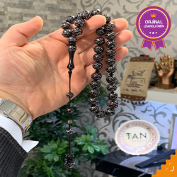 Özel Usta İşçilikli Koleksiyonluk Abanoz Ağacı Üzeri Gümüş Kakama Tesbih